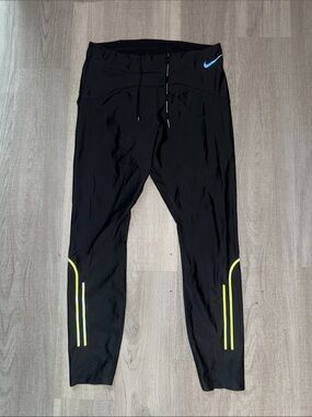 Nike Black Running Tights with Iridescent Accents